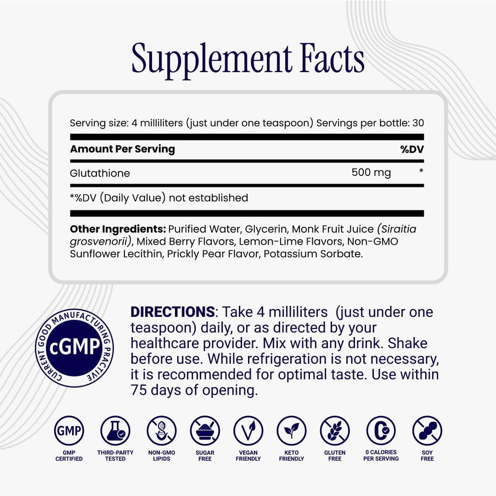 Rho Nutrition Liposomal Glutathione - Ultra High Absorption Liquid Glutathione Supplement - Supports Natural Detoxification, Immune System, Skin Health, Mental Clarity & Overall Well-Being