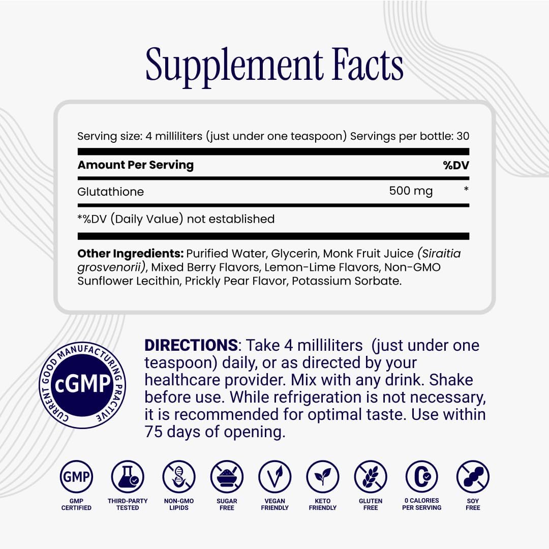 Rho Nutrition Liposomal Glutathione - Ultra High Absorption Liquid Glutathione Supplement - Supports Natural Detoxification, Immune System, Skin Health, Mental Clarity & Overall Well-Being